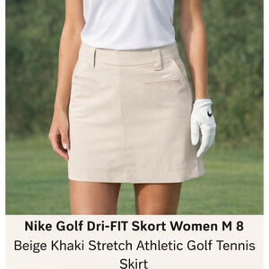 Nike Golf Dri-FIT Skort Women M 8 Beige Khaki Stretch Athletic Golf Tennis Skirt